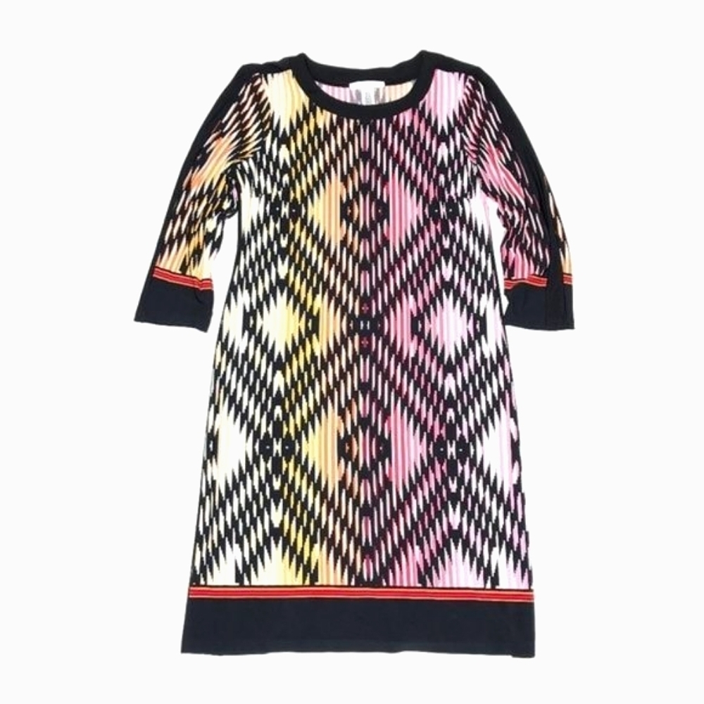 London Times Optical Illusion Abstract Printed Jersey Mini Dress